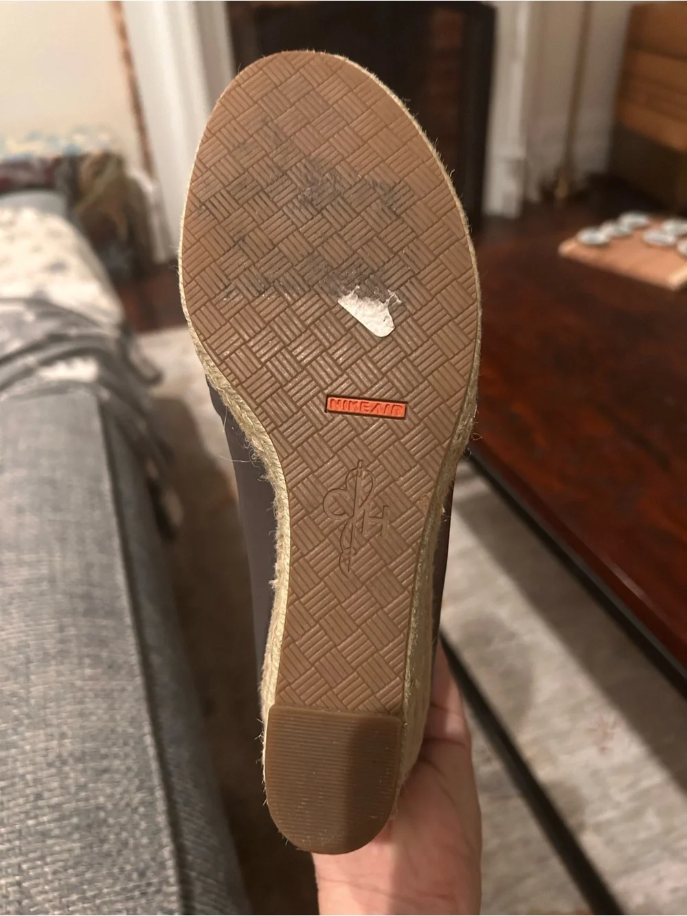Cole Haan Metallic Brown Peep-Toe Espadrille Wedges size 7.5 Great Condition
